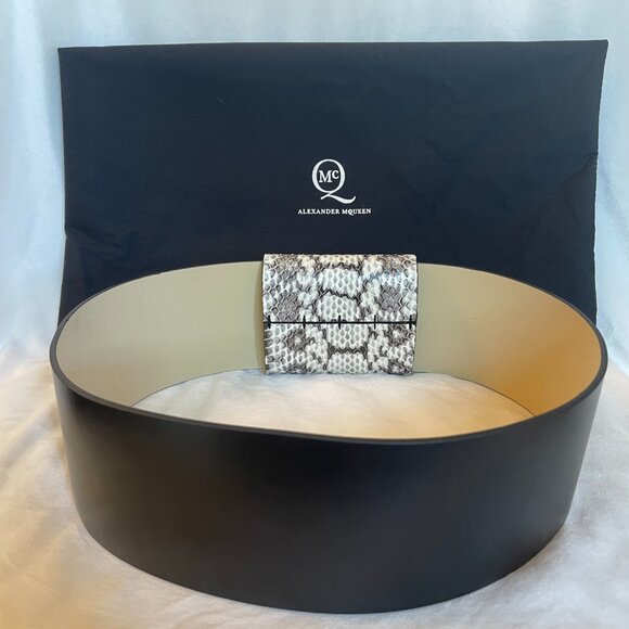 Alexander McQueen Belt Black Leather Snake Skin - Picture 3 of 6